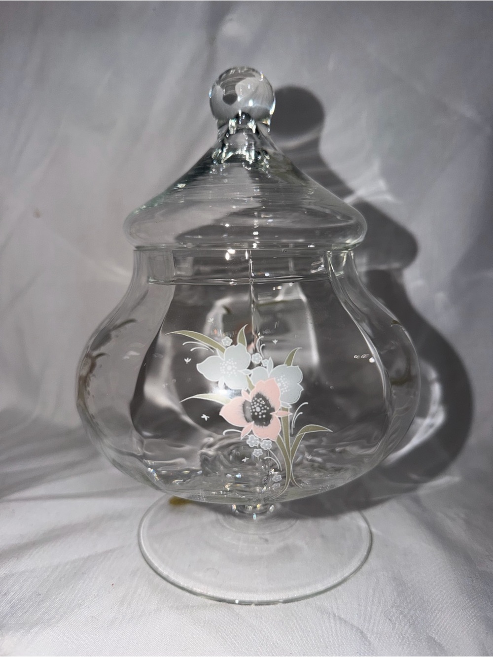 Vintage The European Collection Floral Pedestal  Apothecary Jar with Lid - Picture 2 of 12